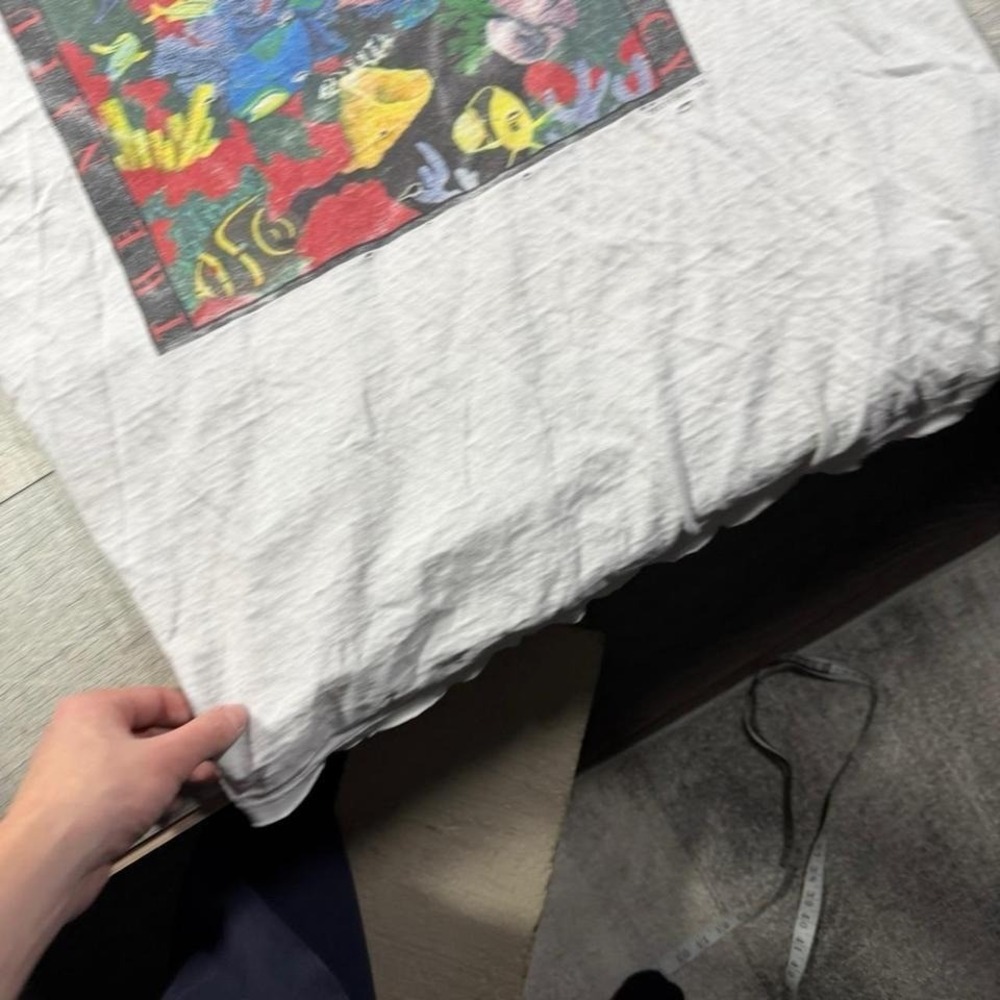 Vintage 90s distressed rare art aquatic fish box logo thrashed T-shirt Size XL - Picture 5 of 7